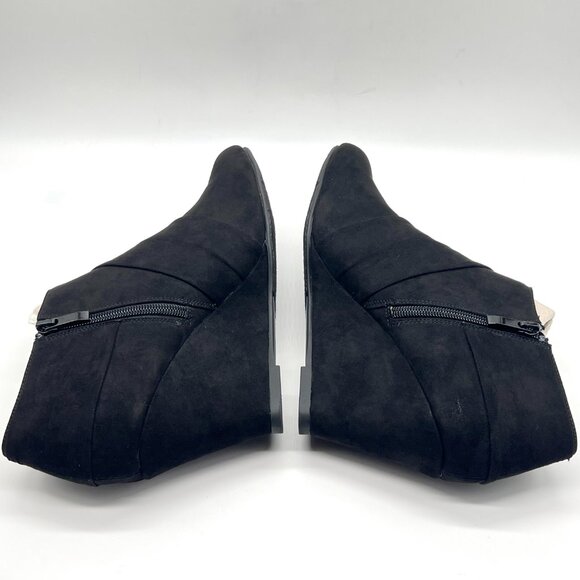 Chinese Laundry Womens Size 10 Black Microsuede Wedge Ankle Boots Shoes - Picture 6 of 13